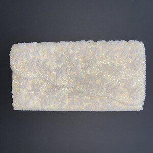 Vintage hand Made Satin and Beaded Clutch Bag